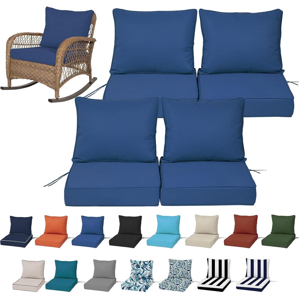 Outdoor Furniture Patio - مجموعة من 4 وسائد مقاعد عميقة