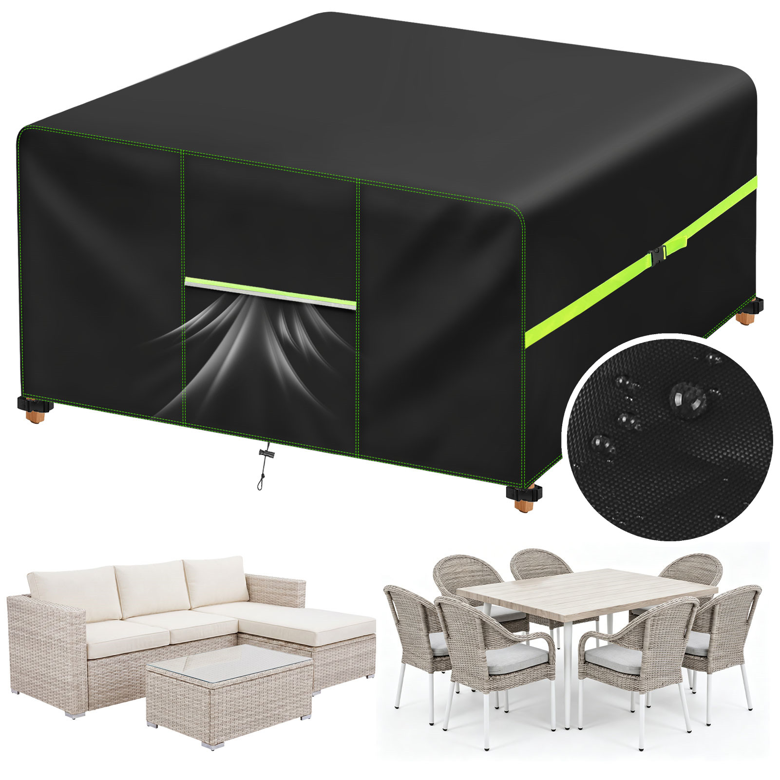 Outdoor Furniture Rh - غطاء أثاث الحدائق مع فتحات تهوية،