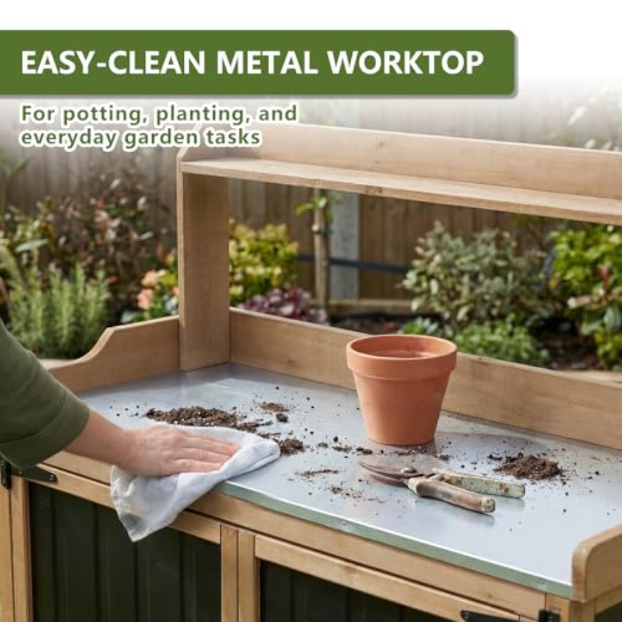طاولة زراعة خارجية مع وحدة تخز - مراجعة Garden Bench Metal وسعره