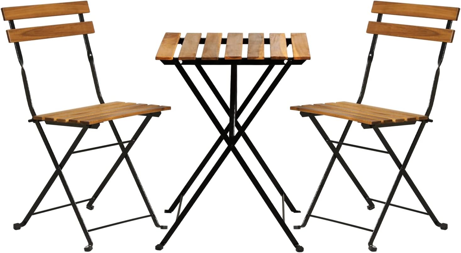 طقم بيسترو خشبي طبيعي قابل للط - مراجعة Outdoor Furniture Patio وسعره