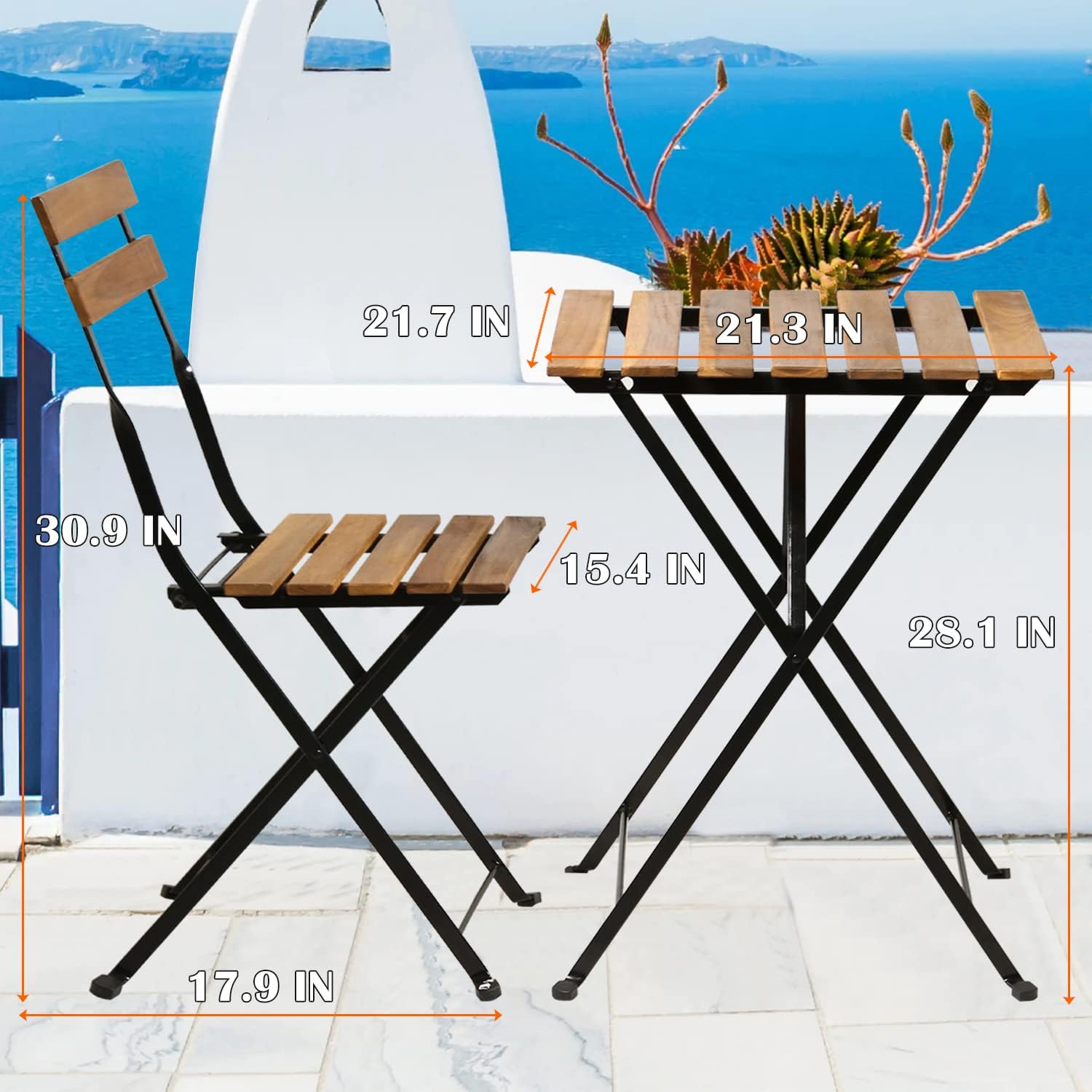 طقم بيسترو خشبي طبيعي قابل للط - مراجعة Outdoor Furniture Patio وسعره