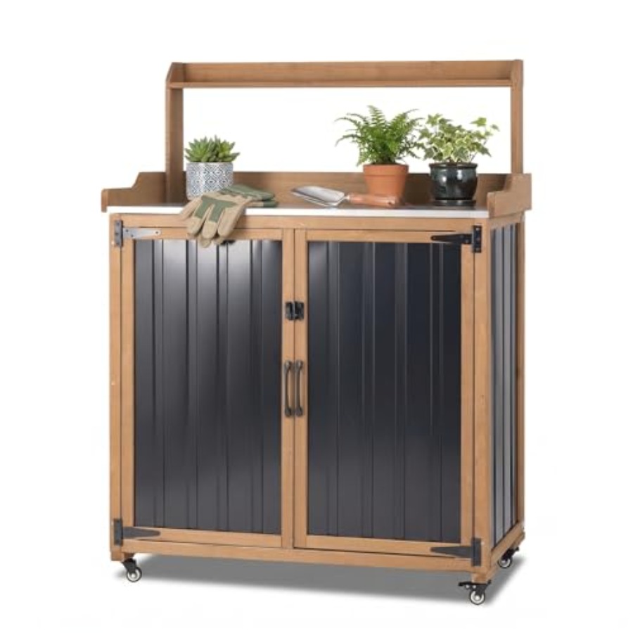 طاولة زراعة خارجية مع وحدة تخز - مراجعة Garden Bench Metal وسعره