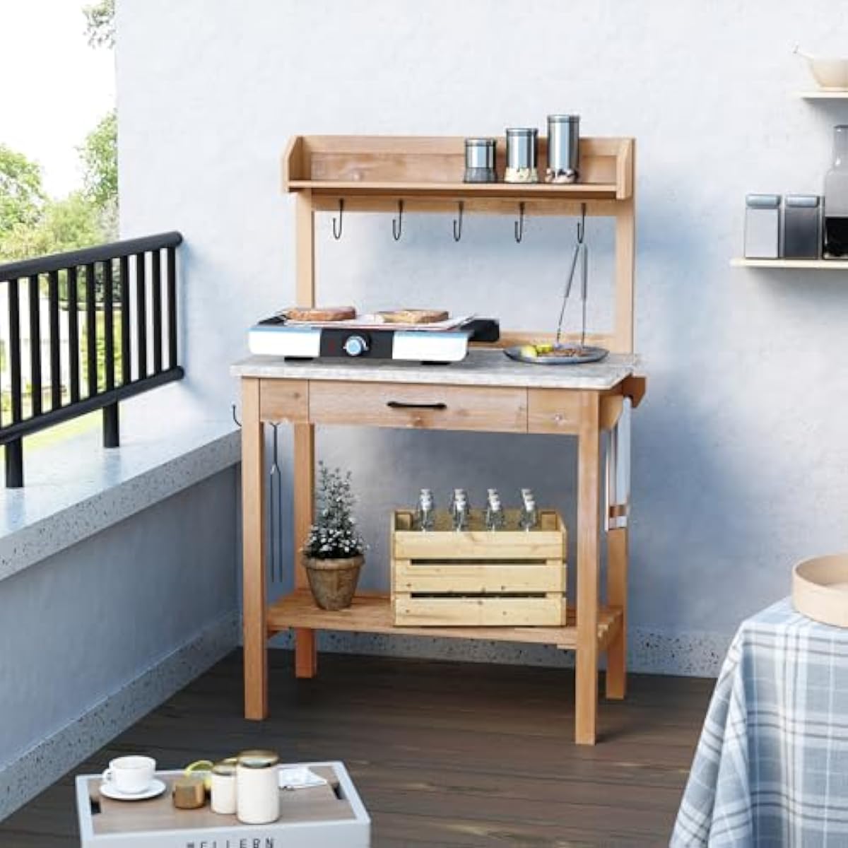 طاولة زراعة خارجية مع سطح معدن - مراجعة Garden Bench Metal وسعره
